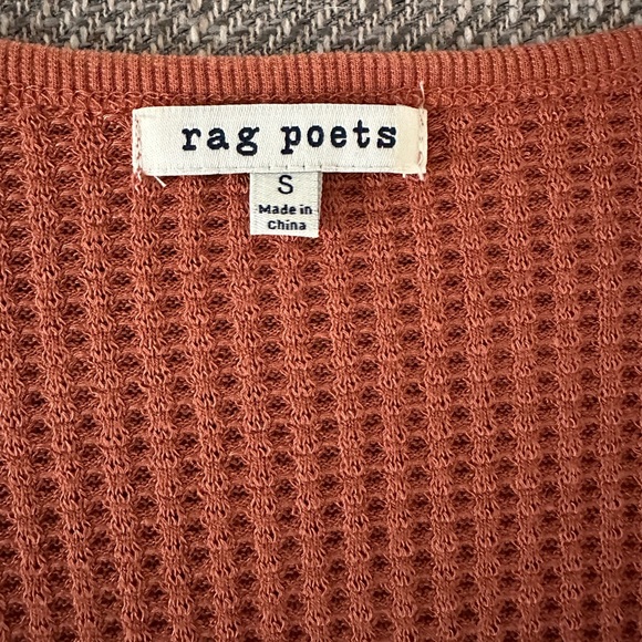 RAG POETS Waffle Knit 3/4 Sleeves Burnt/Orange Shirt Size Small - Picture 5 of 7